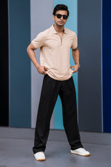 Matrix Knit Butterscotch Half Sleeve Polo T-Shirt