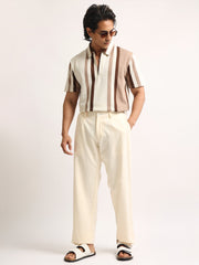 High Street Cream, Brown Half Sleeve Polo T-Shirt