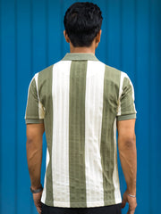 Bold Stripe Green Half Sleeve Polo T-Shirt