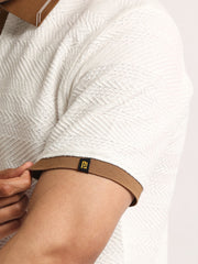 Elite White, Brown Half Sleeve Polo T-Shirt