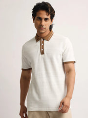 Elite White, Brown Half Sleeve Polo T-Shirt