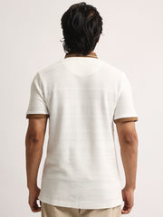 Elite White, Brown Half Sleeve Polo T-Shirt