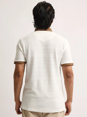 Elite White, Brown Half Sleeve Polo T-Shirt