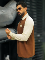 NYC Brown Full Sleeve Polo T-Shirt
