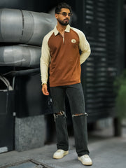 NYC Brown Full Sleeve Polo T-Shirt