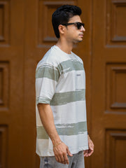 Confident Half White Hunter Green Half Sleeve T-Shirt