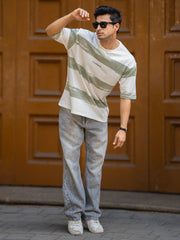 Confident Half White Hunter Green Half Sleeve T-Shirt