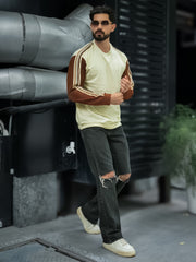 Tri-Color Cream Full Sleeve Tshirt