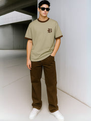 Color Block Biscuit Half Sleeve T-Shirt