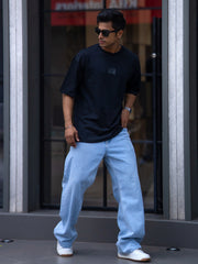 Stand Out Black Oversized Tee – Silicon Patch Edition