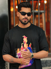 Black Purple Fire Half Sleeve Tshirt