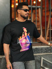 Black Purple Fire Half Sleeve Tshirt