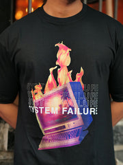 Black Purple Fire Half Sleeve Tshirt