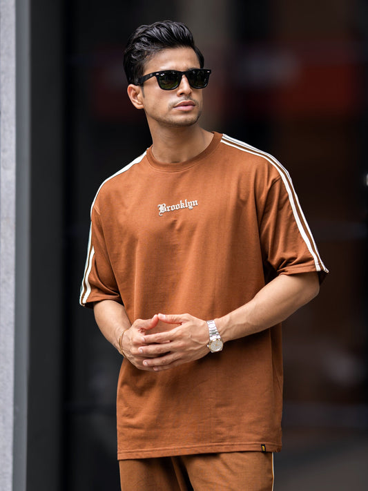 Tri-Color Brown Half Sleeve T-Shirt