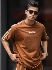 Tri-Color Brown Half Sleeve T-Shirt