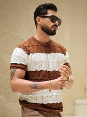 Ladder Brown Half Sleeve T-Shirt