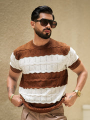 Ladder Brown Half Sleeve T-Shirt