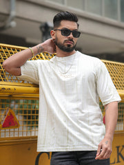 Brush stroke Half White Half Sleeve Tshirt