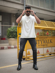 Brush stroke Half White Half Sleeve Tshirt