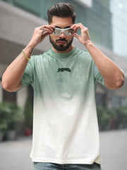 Ombre Effect HalfWhite Half Sleeve T-Shirt