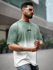Ombre Effect HalfWhite Half Sleeve T-Shirt