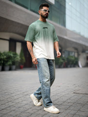 Ombre Effect HalfWhite Half Sleeve T-Shirt