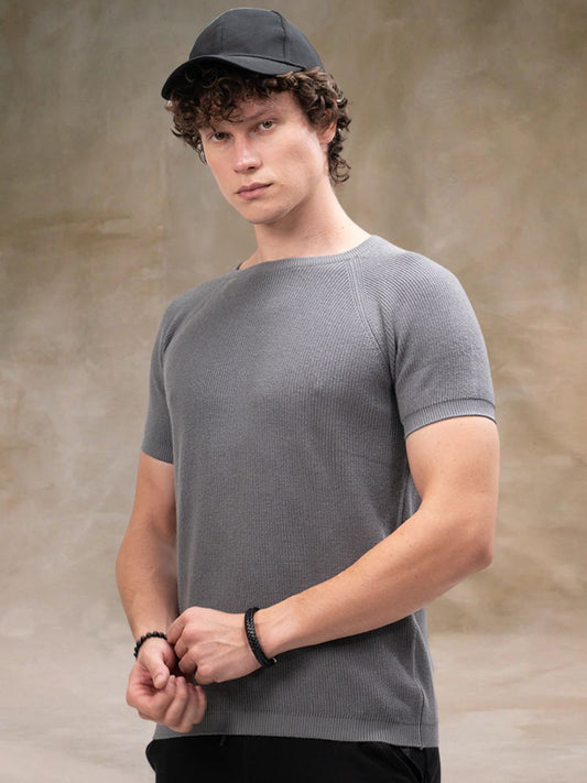 Interloop Flatknit Grey Half Sleeve T-Shirt