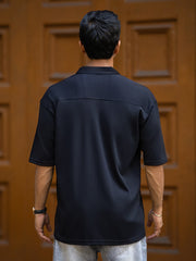 Utility Pocket Black Half Sleeve Shirt