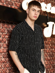 Drip Lines Black Half Sleeve Shirt