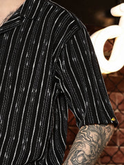 Drip Lines Black Half Sleeve Shirt
