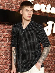 Drip Lines Black Half Sleeve Shirt
