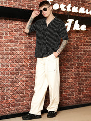 Drip Lines Black Half Sleeve Shirt