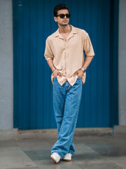 Matrix Knit Butterscotch Half Sleeve Shirt