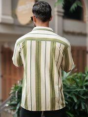 Miami Stripe Cream Half Sleeve Shirt