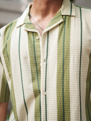 Miami Stripe Cream Half Sleeve Shirt