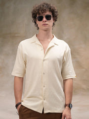 Marble Grid Cream Half Sleeve Shirt