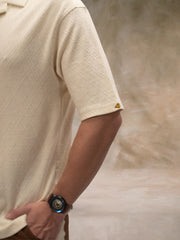Marble Grid Cream Half Sleeve Shirt