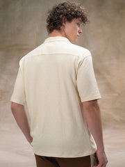 Marble Grid Cream Half Sleeve Shirt