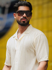 Ozone Cream Half Sleeve Shirt