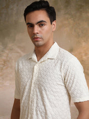 Puff Terry Cream Half Sleeve Shirt