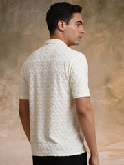 Puff Terry Cream Half Sleeve Shirt