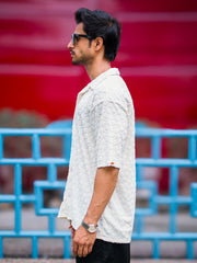 Puff Terry Cream Half Sleeve Shirt