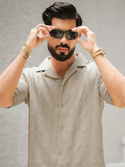 Rustic Knit Biscuit Half Sleeve Shirt