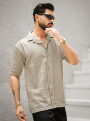 Rustic Knit Biscuit Half Sleeve Shirt