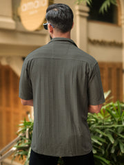 Matrix Knit Dark Grey Half Sleeve Shirt