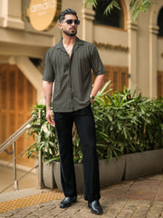 Matrix Knit Dark Grey Half Sleeve Shirt