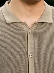 InterLoop Beige Full Sleeve Polo Sweater