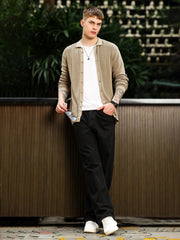 InterLoop Beige Full Sleeve Polo Sweater