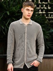 InterLoop Grey Full Sleeve Polo Sweater
