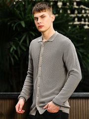 InterLoop Grey Full Sleeve Polo Sweater